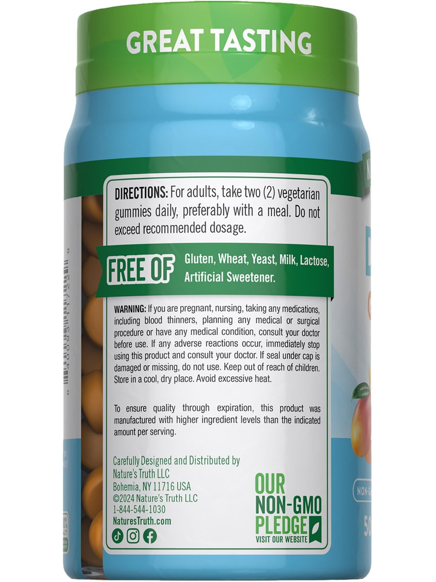 Nature's Truth Vitamin D3 + K2 Gummis | 50 Stück | Pfirsich-Mango-Geschmack | Vegetarisch, Nicht-GVO & Glutenfrei