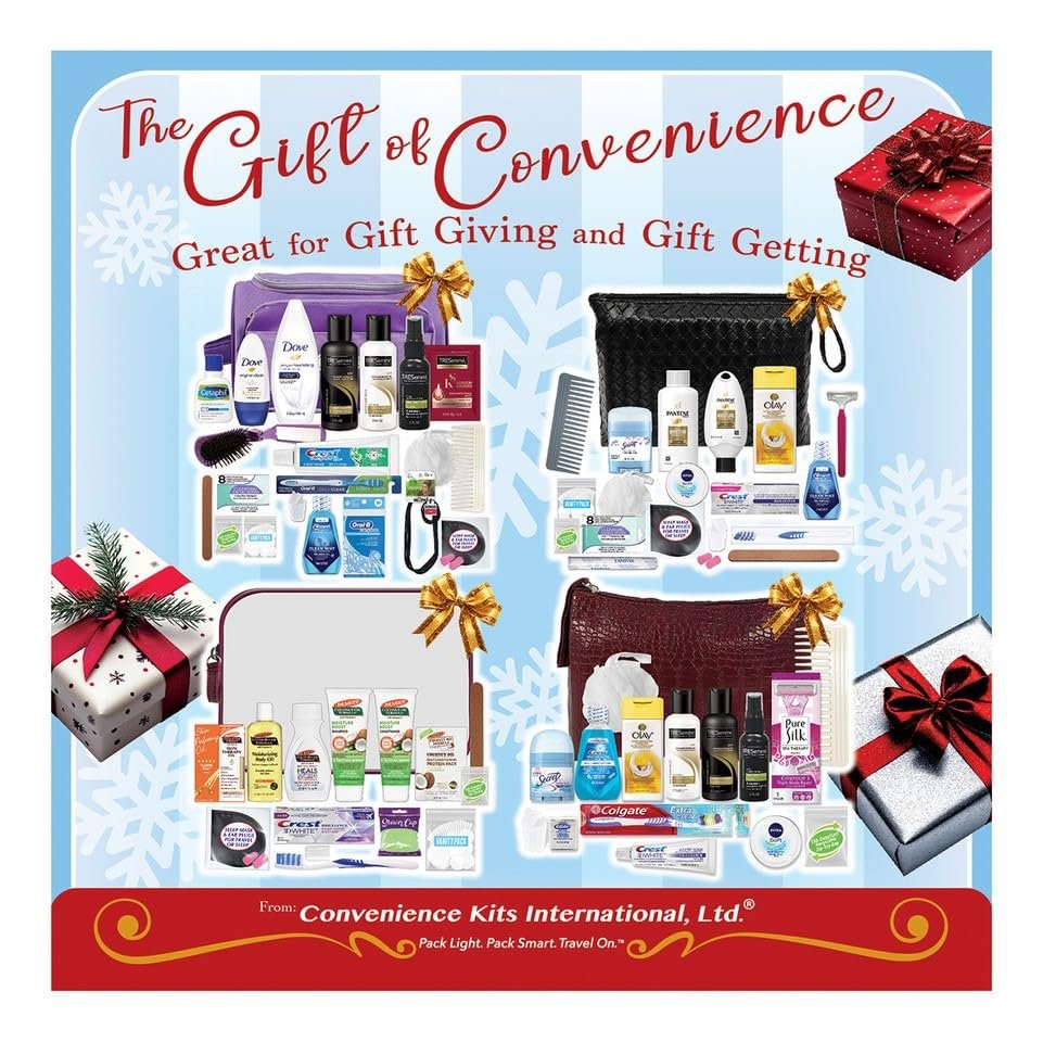 Multikulturelles 10-teiliges Damen-Pflege- und Hygienereiseset von Convenience Kits International mit Palmer's Haar- und Körperprodukten in Reisegröße, Beige