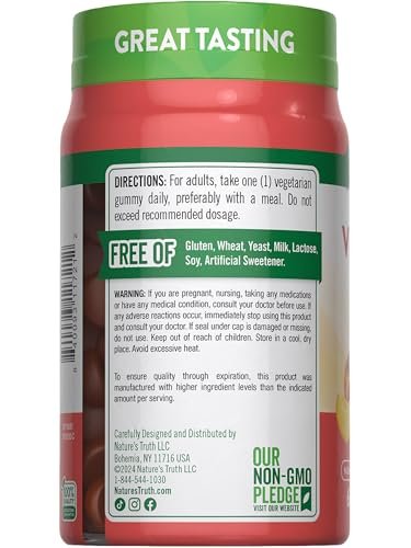 Nature's Truth Vitamin D3 Gummies 5000 IE | 60 Stück | Pfirsichgeschmack | Vegetarisch, Nicht-GVO & Glutenfrei