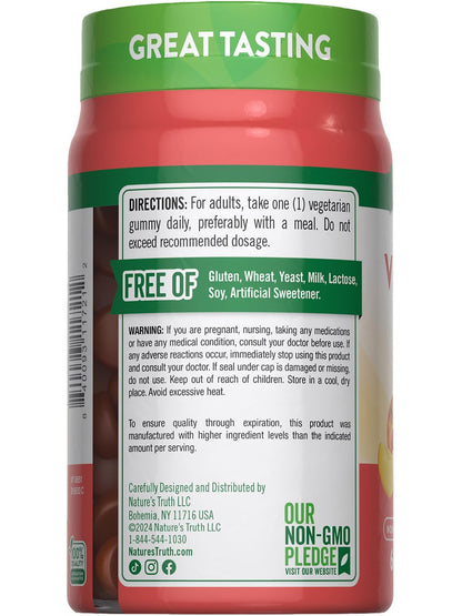 Nature's Truth Vitamin D3 Gummies 5000 IE | 60 Stück | Pfirsichgeschmack | Vegetarisch, Nicht-GVO & Glutenfrei