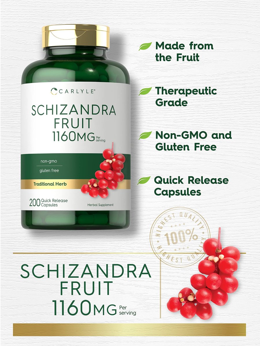 Carlyle Schisandra Supplement 1160 mg | 200 Kapseln | Beerenfruchtextrakt | Non-GMO & Glutenfrei