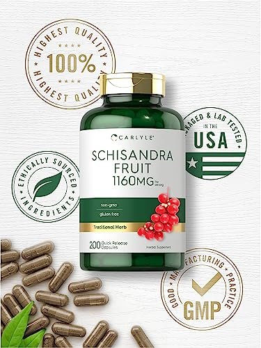 Carlyle Schisandra Supplement 1160 mg | 200 Kapseln | Beerenfruchtextrakt | Non-GMO & Glutenfrei