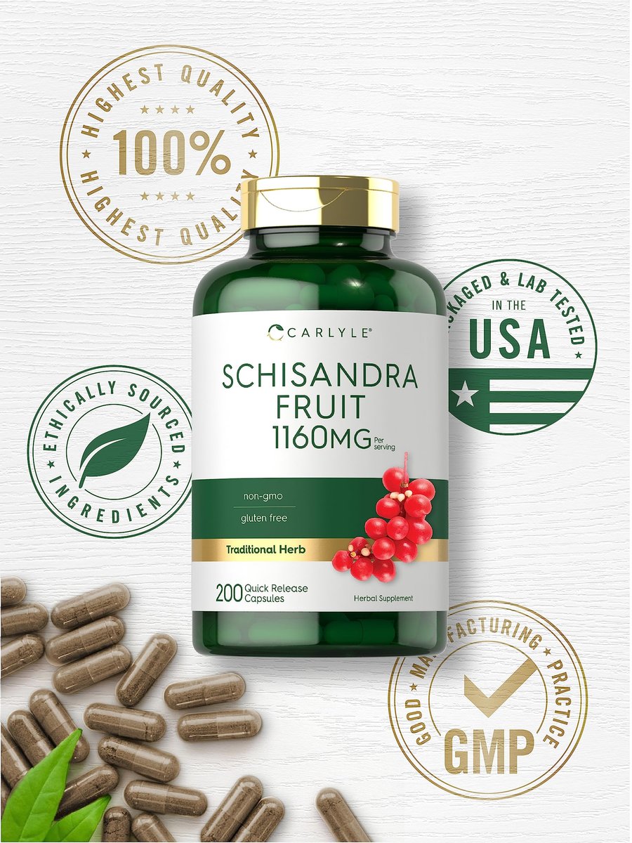Carlyle Schisandra Supplement 1160 mg | 200 Kapseln | Beerenfruchtextrakt | Non-GMO & Glutenfrei