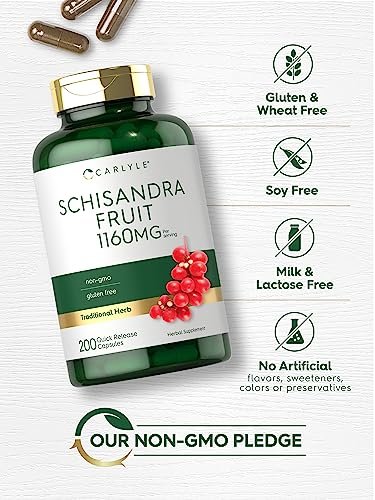 Carlyle Schisandra Supplement 1160 mg | 200 Kapseln | Beerenfruchtextrakt | Non-GMO & Glutenfrei