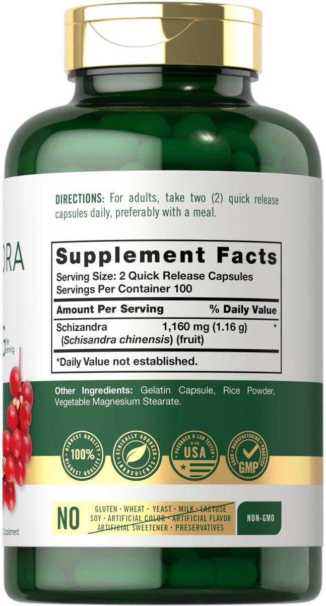 Carlyle Schisandra Supplement 1160 mg | 200 Kapseln | Beerenfruchtextrakt | Non-GMO & Glutenfrei