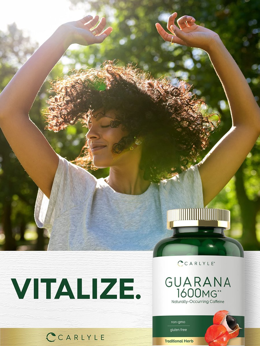 Carlyle Guarana Extrakt Kapseln | 200 Stück | Natürliches Koffein | Non-GMO, Glutenfrei