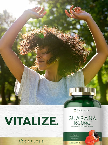 Carlyle Guarana Extrakt Kapseln | 200 Stück | Natürliches Koffein | Non-GMO, Glutenfrei