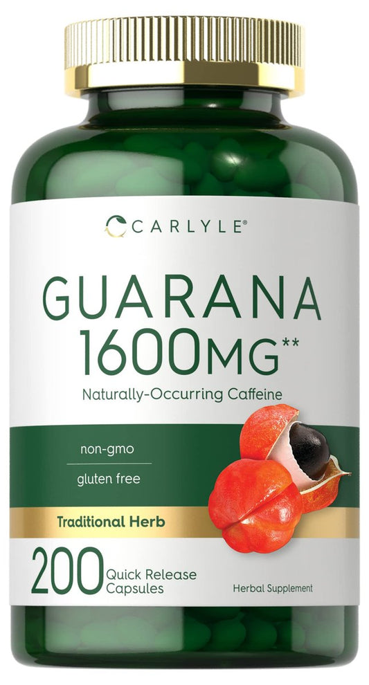 Carlyle Guarana Extrakt Kapseln | 200 Stück | Natürliches Koffein | Non-GMO, Glutenfrei