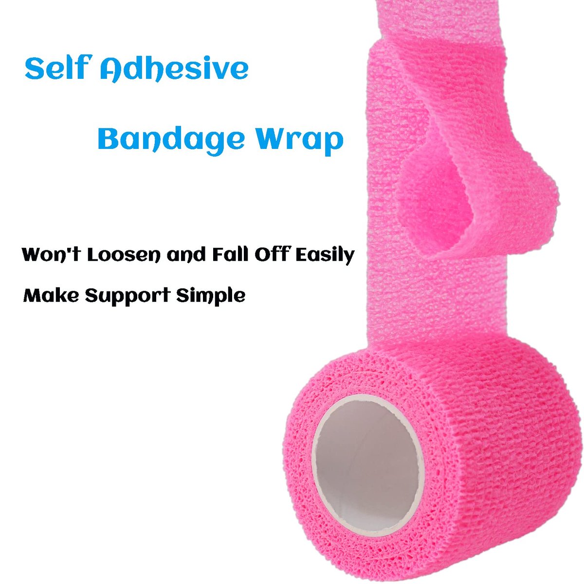 24 Stück Selbstklebende Bandage 5 cm, Sport- und Erste-Hilfe-Wickel, elastisch, nicht gewebt, für Handgelenk, Knöchel, Schwellungen und Tierpflege (Pink)