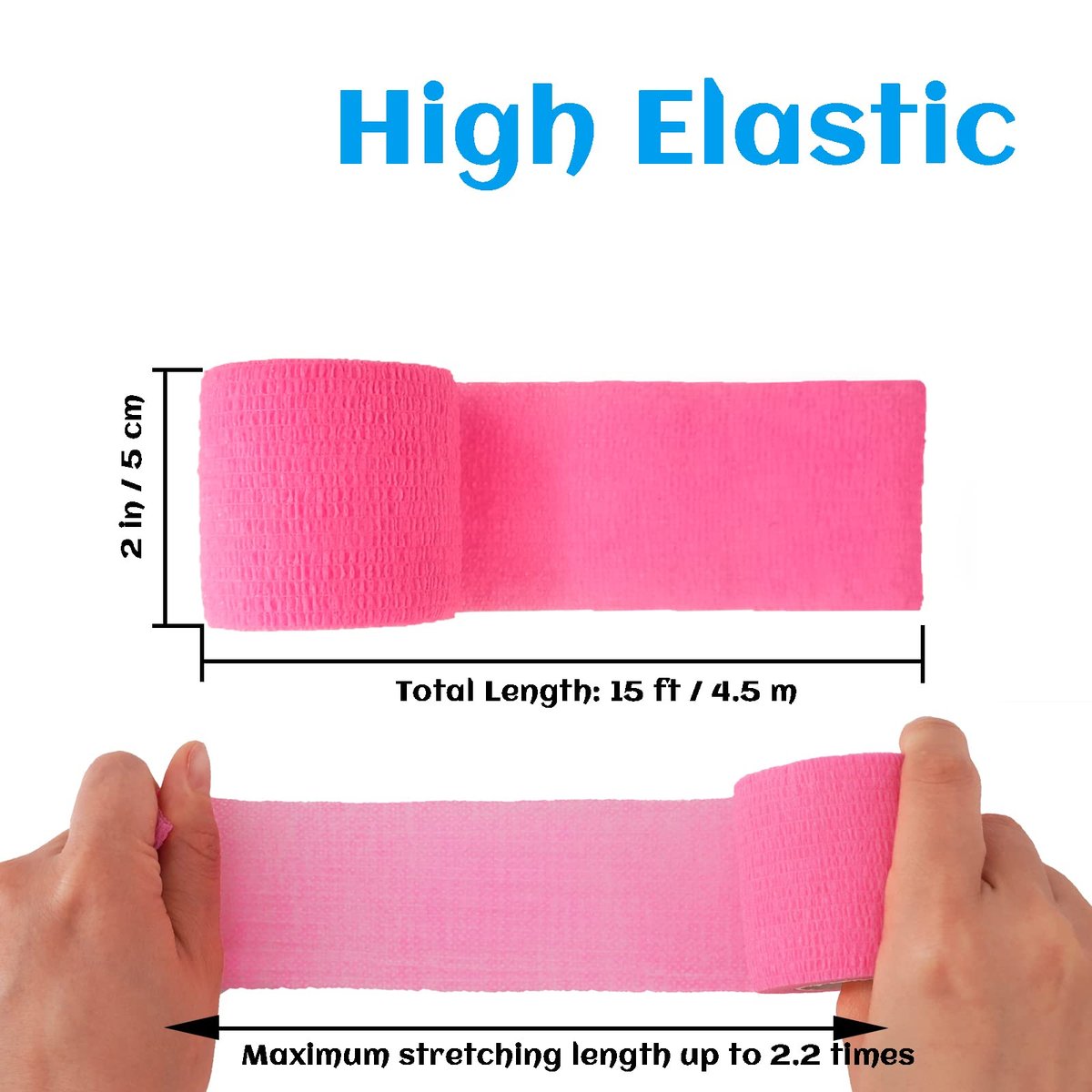 24 Stück Selbstklebende Bandage 5 cm, Sport- und Erste-Hilfe-Wickel, elastisch, nicht gewebt, für Handgelenk, Knöchel, Schwellungen und Tierpflege (Pink)