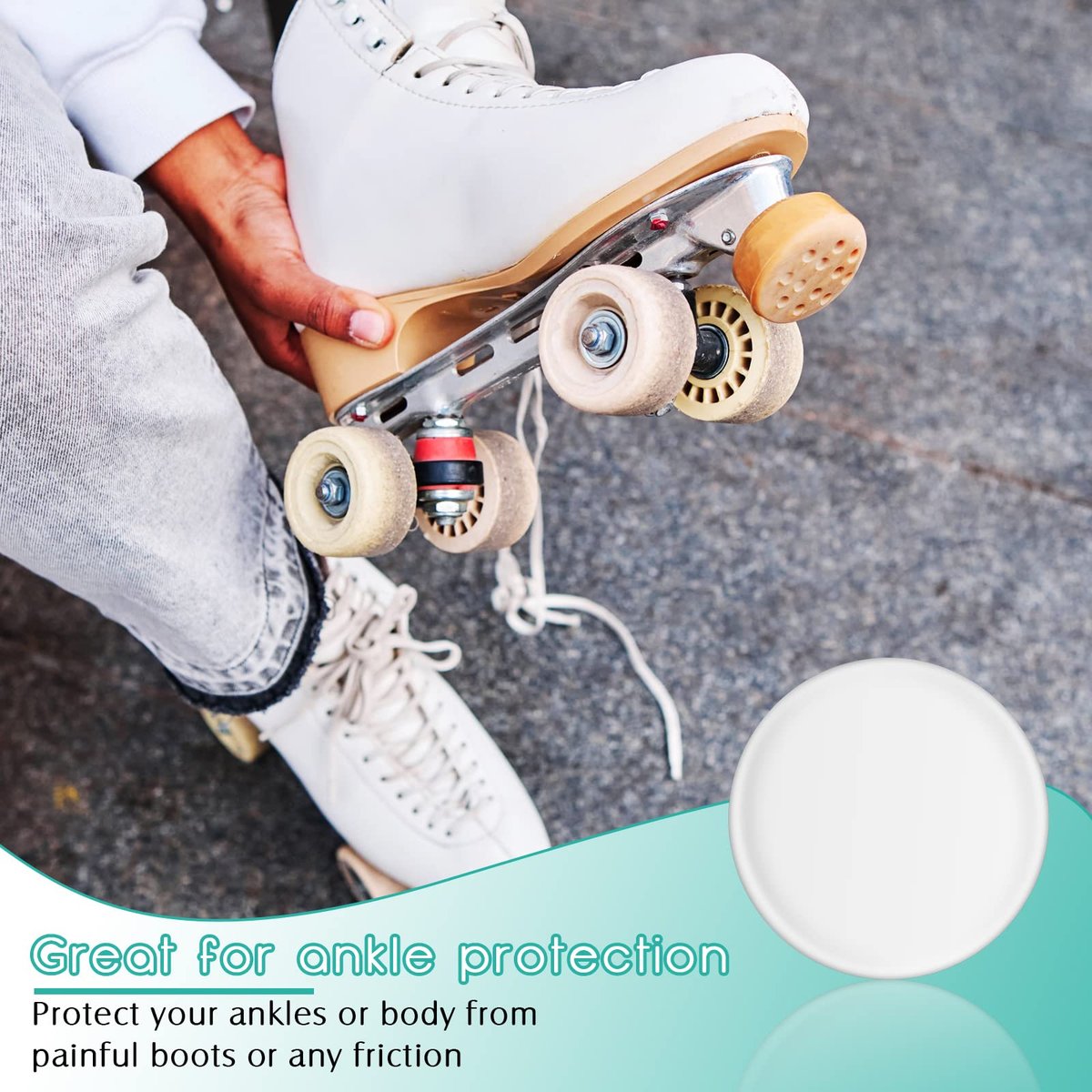 Sotiff 4er-Pack Hockey-Knöchel-Gel-Pads, Skate-Knöchel-Gel-Scheiben, Schutz für Stiefel, Schlittschuhzubehör für Eislaufen, Reiten, Skifahren, 6,3 cm (rund)