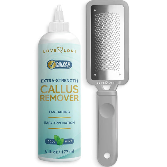 Fuß-Hornhautentferner-Set – Fußfeile & Hornhaut-Gel, Peeling für abgestorbene Haut, 177 ml