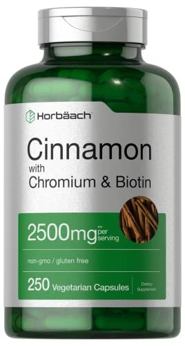 Horbäach Zimt mit Chrom & Biotin | 250 Kapseln | Kräuterextrakt | Vegetarisch, Nicht-GVO, Glutenfrei