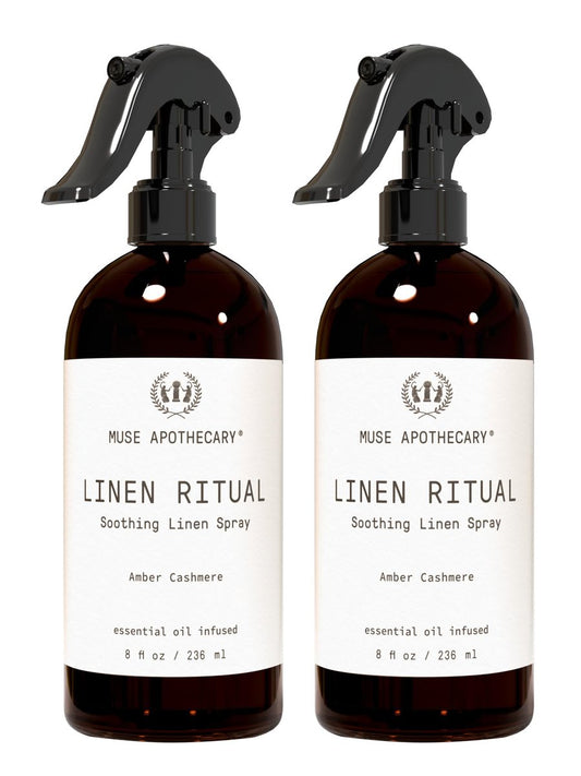 Muse Apothecary Linen Ritual – Aromatisches, beruhigendes und entspannendes Wäschespray mit ätherischen Ölen – 2er-Pack (8 oz) Amber Cashmere