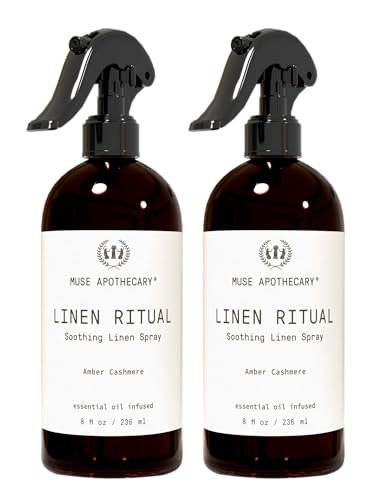 Muse Apothecary Linen Ritual – Aromatisches, beruhigendes und entspannendes Wäschespray mit ätherischen Ölen – 2er-Pack (8 oz) Amber Cashmere