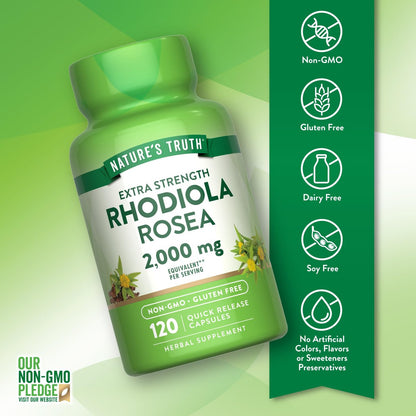 Nature's Truth Rhodiola Rosea | 120 Kapseln | Nicht-GVO & glutenfreies Extraktpräparat