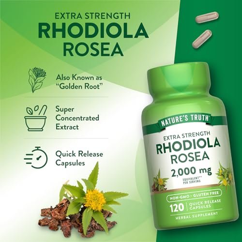 Nature's Truth Rhodiola Rosea | 120 Kapseln | Nicht-GVO & glutenfreies Extraktpräparat