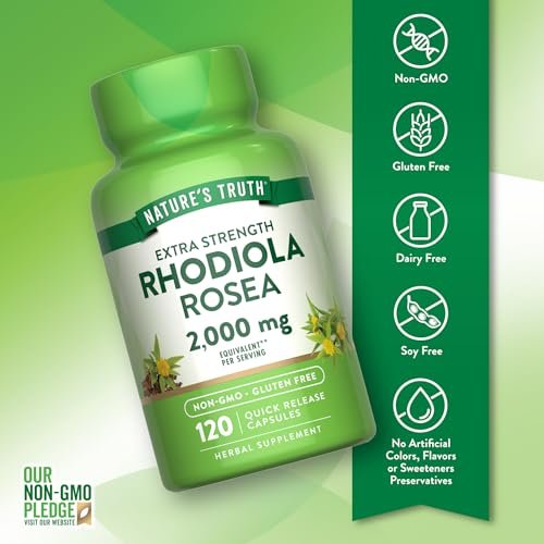 Nature's Truth Rhodiola Rosea | 120 Kapseln | Nicht-GVO & glutenfreies Extraktpräparat