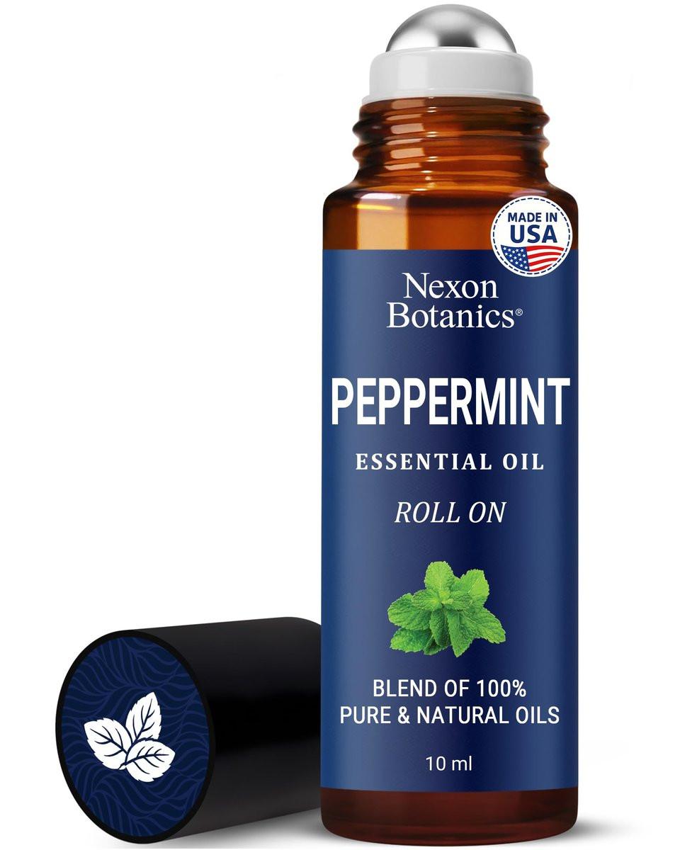 Pfefferminz Ätherisches Öl Roll-On 10 ml – Reine, natürliche & vorverdünnte Mischung mit frischem Minzaroma – Roller für Aromatherapie & Kopfschmerzlinderung – Nexon Botanics