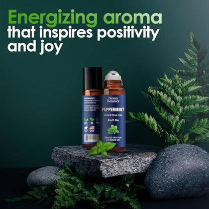 Pfefferminz Ätherisches Öl Roll-On 10 ml – Reine, natürliche & vorverdünnte Mischung mit frischem Minzaroma – Roller für Aromatherapie & Kopfschmerzlinderung – Nexon Botanics