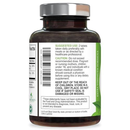 Calcium Supplement mit Vitamin D3 – 1200 mg Calcium pro Portion mit D3 für beste Absorption – Unterstützt Immunsystem, Knochen & Zähne – Nature's Calcium in den USA abgefüllt für Frauen & Männer – 180 Tabletten