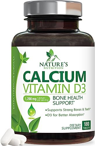 Calcium Supplement mit Vitamin D3 – 1200 mg Calcium pro Portion mit D3 für beste Absorption – Unterstützt Immunsystem, Knochen & Zähne – Nature's Calcium in den USA abgefüllt für Frauen & Männer – 180 Tabletten