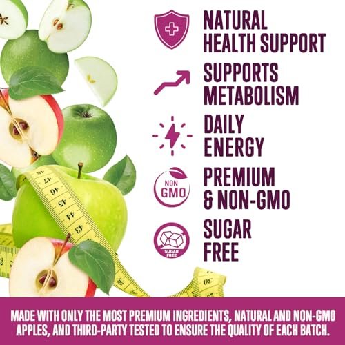 Apfelessig Gummibärchen 1000mg pro Portion – Zuckerfrei, Max Stärke ACV Gummis, Vitamin B12 unterstützt Stoffwechsel & Energie, Keto-freundlich, Vegan, 120 Gummis