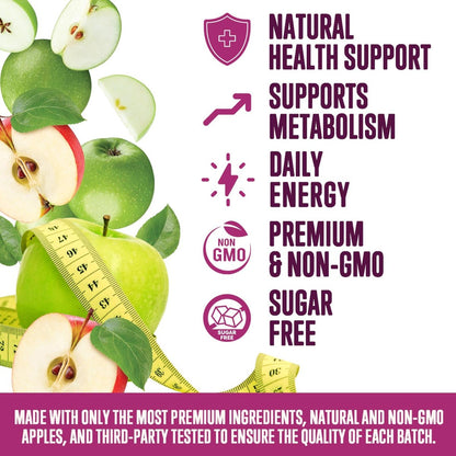 Apfelessig Gummibärchen 1000mg pro Portion – Zuckerfrei, Max Stärke ACV Gummis, Vitamin B12 unterstützt Stoffwechsel & Energie, Keto-freundlich, Vegan, 120 Gummis