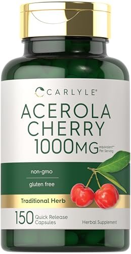 Carlyle Acerola Kirsch Kapseln | 150 Stück | Non-GMO & Glutenfrei | Acerola Beeren Extrakt