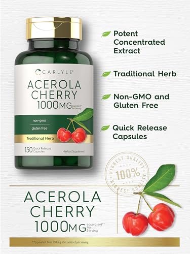 Carlyle Acerola Kirsch Kapseln | 150 Stück | Non-GMO & Glutenfrei | Acerola Beeren Extrakt