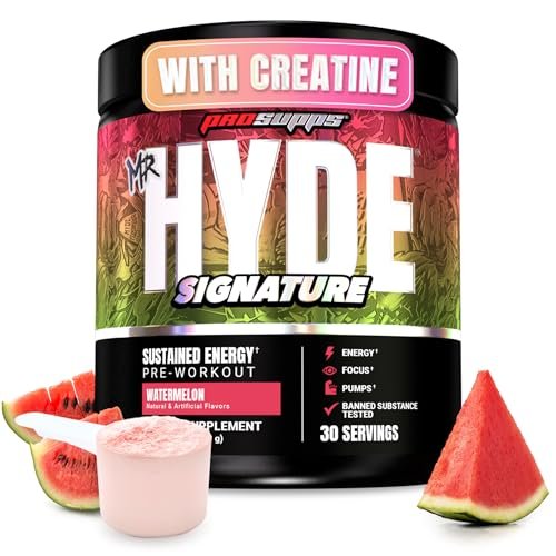 ProSupps Mr. Hyde Signature Pre Workout Pulver mit Kreatin, Beta-Alanin & Koffein – Leistung, Energie & Ausdauer – Reines Fitness- & Gym-Supplement für Männer & Frauen (Wassermelone, 30 Portionen)