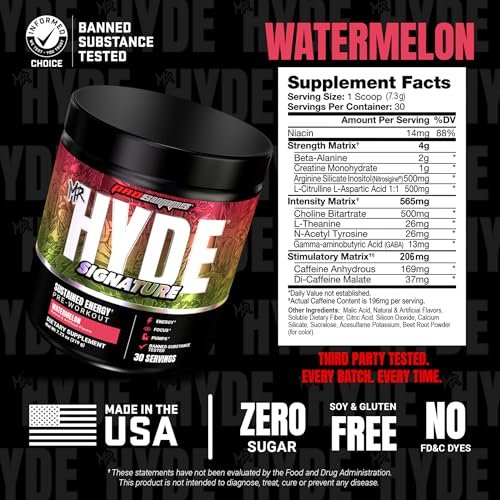 ProSupps Mr. Hyde Signature Pre Workout Pulver mit Kreatin, Beta-Alanin & Koffein – Leistung, Energie & Ausdauer – Reines Fitness- & Gym-Supplement für Männer & Frauen (Wassermelone, 30 Portionen)