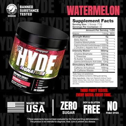 ProSupps Mr. Hyde Signature Pre Workout Pulver mit Kreatin, Beta-Alanin & Koffein – Leistung, Energie & Ausdauer – Reines Fitness- & Gym-Supplement für Männer & Frauen (Wassermelone, 30 Portionen)