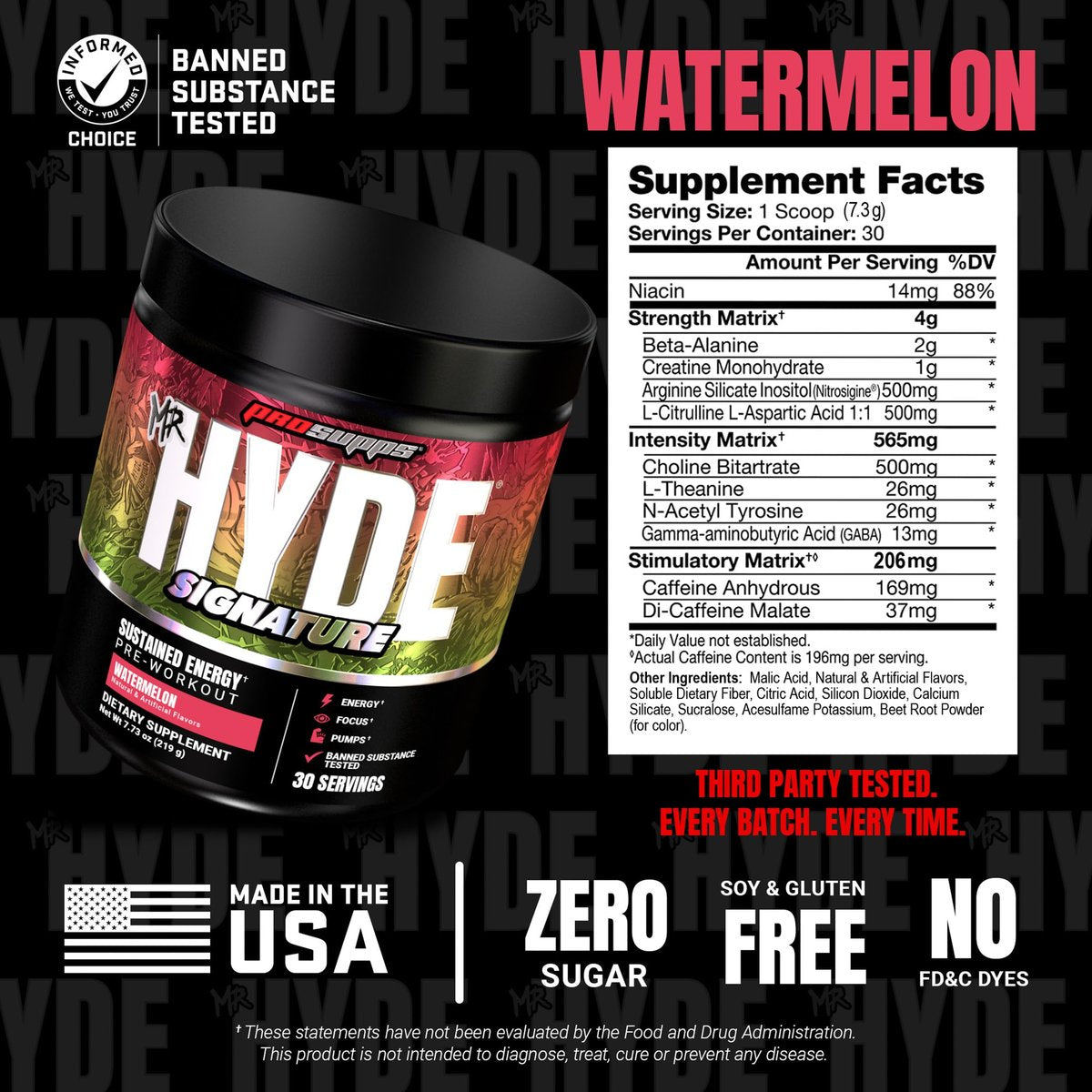 ProSupps Mr. Hyde Signature Pre Workout Pulver mit Kreatin, Beta-Alanin & Koffein – Leistung, Energie & Ausdauer – Reines Fitness- & Gym-Supplement für Männer & Frauen (Wassermelone, 30 Portionen)