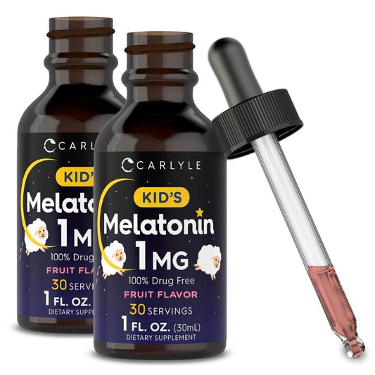 Carlyle Kinder Melatonin Liquid | 1 fl oz | Doppelpack | Fruchtgeschmack | Arzneimittelfreies Nahrungsergänzungsmittel für Kinder