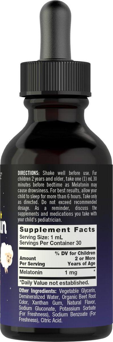 Carlyle Kinder Melatonin Liquid | 1 fl oz | Doppelpack | Fruchtgeschmack | Arzneimittelfreies Nahrungsergänzungsmittel für Kinder
