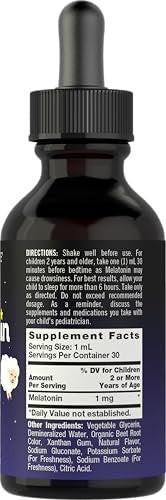 Carlyle Kinder Melatonin Liquid | 1 fl oz | Doppelpack | Fruchtgeschmack | Arzneimittelfreies Nahrungsergänzungsmittel für Kinder