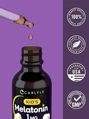 Carlyle Kinder Melatonin Liquid | 1 fl oz | Doppelpack | Fruchtgeschmack | Arzneimittelfreies Nahrungsergänzungsmittel für Kinder