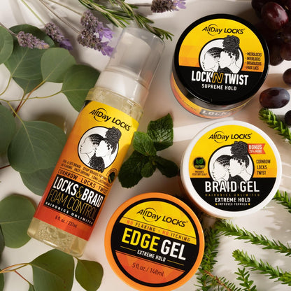 AllDay Locks Braid Gel Extreme Hold – Braiding Gel für Cornrows, Locks & Twists, feuchtigkeitsspendende Edge Control für Damen und Herren, natürliche Formel für extremen Halt – 425 g Glas