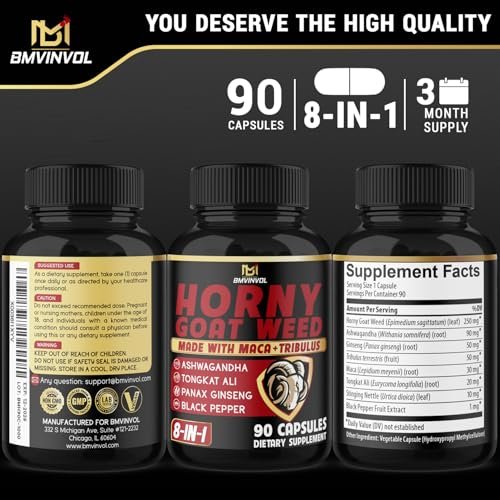 BMVINVOL Bockshornklee Kapseln mit Maca, Ginseng, Tribulus Terrestris, Ashwagandha, Schwarzem Pfeffer - 90 Kapseln für 3 Monate