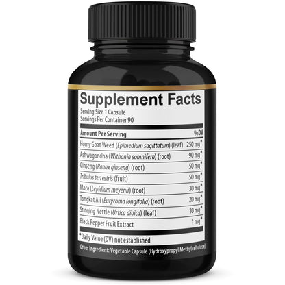 BMVINVOL Bockshornklee Kapseln mit Maca, Ginseng, Tribulus Terrestris, Ashwagandha, Schwarzem Pfeffer - 90 Kapseln für 3 Monate