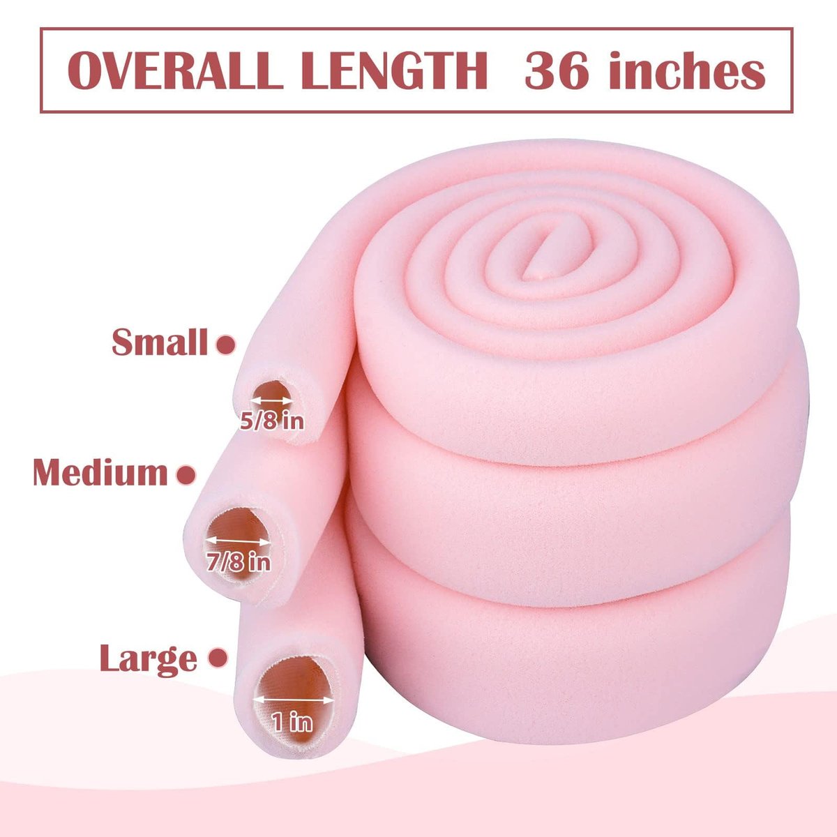 Ultrassist Zehenhülle mit Überlappung, Kleine Größe 5/8" Innendurchmesser, 36" Rolle, Schaumstoff-Zehenschutz für Blasen, Ballen, Hühneraugen
