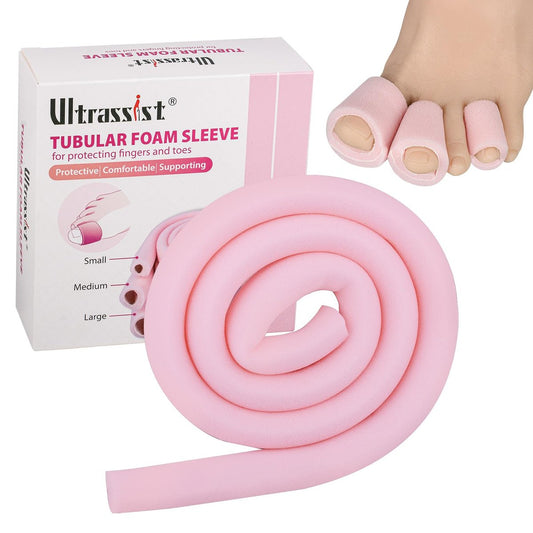 Ultrassist Zehenschlauch mit Überlappung, Medium, 7/8" Innendurchmesser, 36" Rolle, Schaumstoff-Zehenschutz für Blasen, Ballenzehen, Hühneraugen