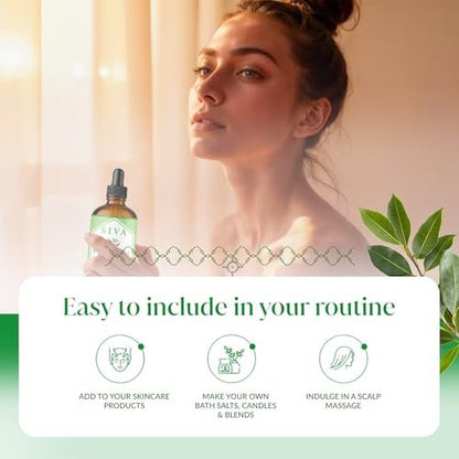 Siva Kampferöl 118 ml – 100 % natürliches Kampferöl für Diffuser, Gesicht, Hautpflege, Aromatherapie, Haarpflege, Kopfhaut und Körpermassage – mit Pipette