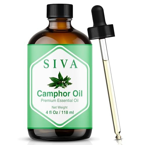 Siva Kampferöl 118 ml – 100 % natürliches Kampferöl für Diffuser, Gesicht, Hautpflege, Aromatherapie, Haarpflege, Kopfhaut und Körpermassage – mit Pipette
