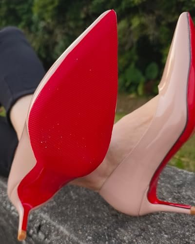 CZBYXA12 Rote Sohle Schuhsohlenschutz für Christian Louboutin Absätze – Rutschfeste Schuhgriffe, unsichtbarer roter Sohlenschutz (2 Paar 6"x4" zuschneidbar)