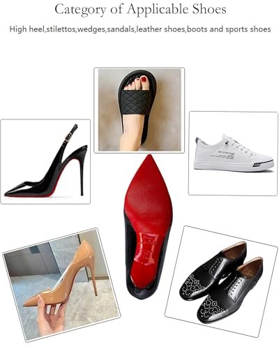 CZBYXA12 Rote Sohle Schuhsohlenschutz für Christian Louboutin Absätze – Rutschfeste Schuhgriffe, unsichtbarer roter Sohlenschutz (2 Paar 6"x4" zuschneidbar)