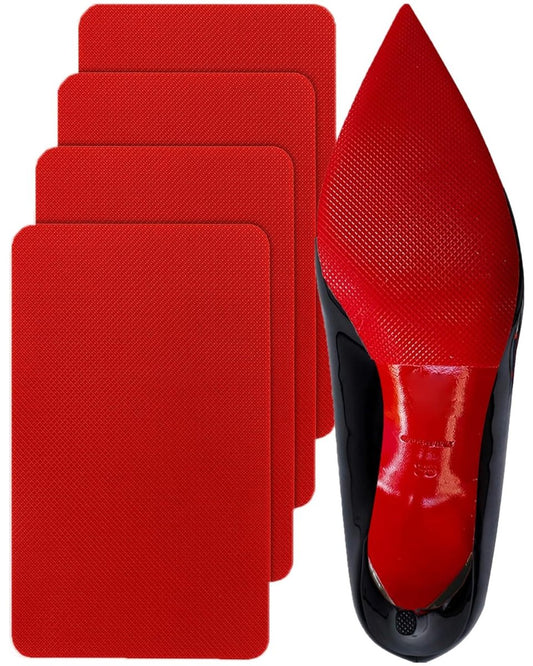 CZBYXA12 Rote Sohle Schuhsohlenschutz für Christian Louboutin Absätze – Rutschfeste Schuhgriffe, unsichtbarer roter Sohlenschutz (2 Paar 6"x4" zuschneidbar)