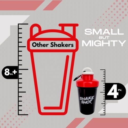 Shake Shot Mini Shaker Flasche 4oz Schwarz – Ideal für Pre-Workout, Creatin und kleine Portionen (Nicht für Protein) – Mit Clip & Shaker-Kugel