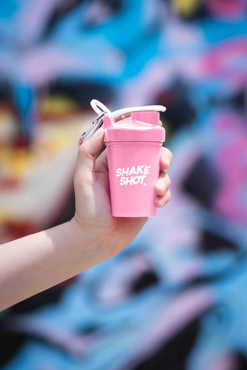 Shake Shot Mini Shaker Flasche Pink 4oz – Ideal für Pre-Workout, Kreatin und kleine Nahrungsergänzungsmittel (nicht für Protein) mit Clip und Shaker-Kugel